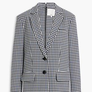 TIBI gingham twill jacket with back zip detail